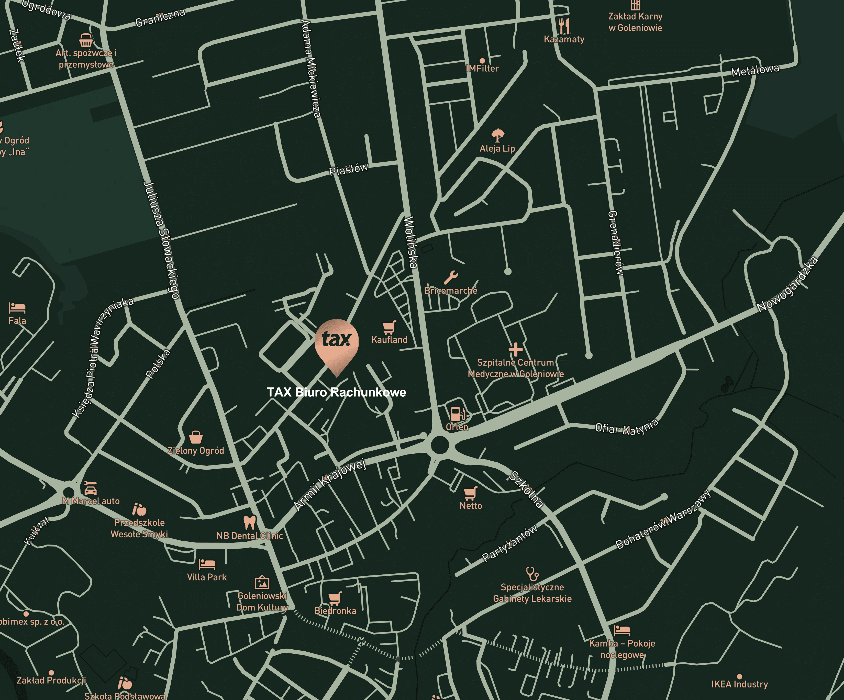Mapa lokalizacji biura rachunkowego Tax Beata Woźniak w Goleniowie
